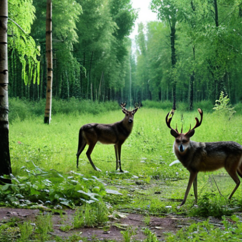 Pripyat Wildlife Thriving**

"A wide shot of Pripyat National Park, showing a lush forest scene with wolves and deer roaming freely, perfect anatomy, correct proportions, natural pose, well-formed animals, proper limb count, safe for work, appropriate content, fully clothed environment (no human subjects), professional, family-friendly landscape"

**