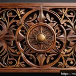 벨라루스에서 구할 수 있는 기념품 - A beautifully carved wooden wall decoration from Belarus, showcasing intricate traditional patterns ...