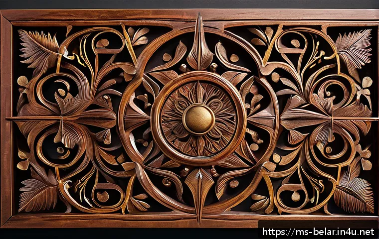 벨라루스에서 구할 수 있는 기념품 - A beautifully carved wooden wall decoration from Belarus, showcasing intricate traditional patterns ...