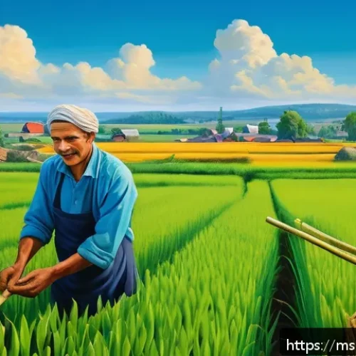 벨라루스에서 유명한 벽화 및 스트리트 아트 - A vibrant mural depicting Belarusian farmers working diligently in lush green fields under a bright ...